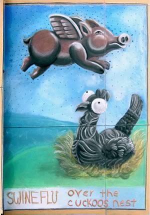 SWINEFLU over the cuckoos nest by Imad Obegi - chalk art contest winner