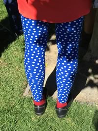 white dots on blue leggings - 4th of July Berkeley Marina 