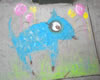 chalk art Blue Dog