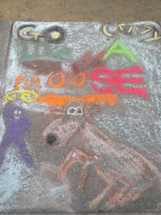 Chalk Art Honorable Mention: Go Crazy Like a Moose by Ezra Wallace of Berkeley